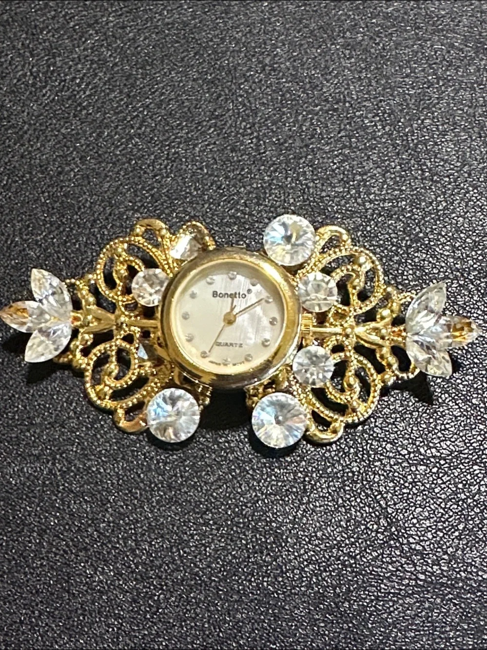 Bonetto Vintage Gold Tone 1980’s Ring Brooch Watch Bundle